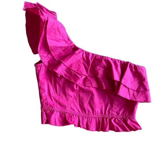 Leni Ruffle Top in Hot Pink Show Me Your Mumu Size S - Picture 12 of 13